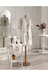 Халат Zebra женский комплект (полот.+ тапоч.) бамбук В 1124 Floransa Krem Халат Zebra женский комплект (полот.+ тапоч.) бамбук В 1124 Floransa Krem