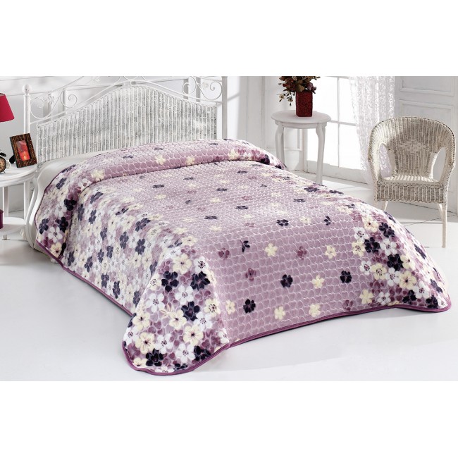 Плед EVLEN Super Soft 220*240 п/э в коробке евро Р 948 v1-(B001)св.сиреневый (Акция)