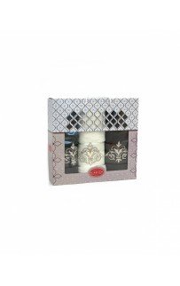 HS 1655 Набор полотенец Карвен "DAMAKS" махра 50*90(2)/70*140 HS 1655 v6 крем/хаки (Акция)