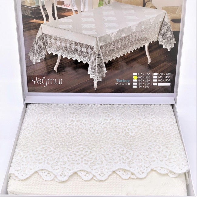 Скатерть Карвен "Yagmur" 160*220 с гипюром М 705