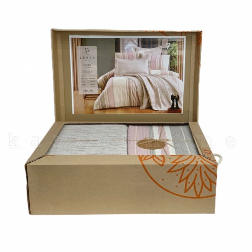 Комплект ZEBRA LADEN (Покрывало+постельное белье) евро 7 предметов Y 892 tag/св.бежевый (Акция)