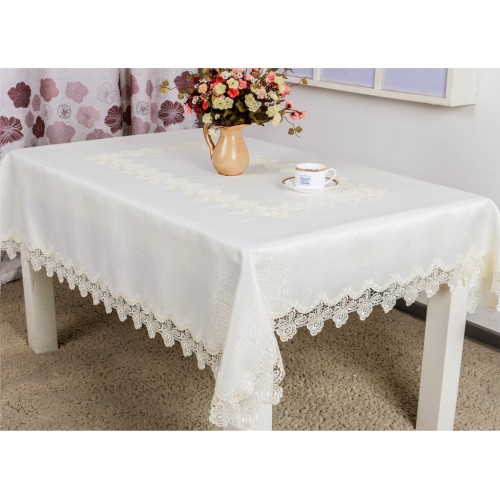 Скатерть "Карвен" жаккард с гипюром 160*220 М 604-3 (АКЦИЯ)