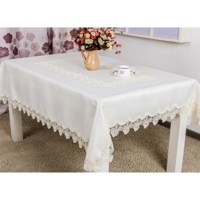 Скатерть "Карвен" жаккард с гипюром 160*220 М 604-3 (АКЦИЯ)