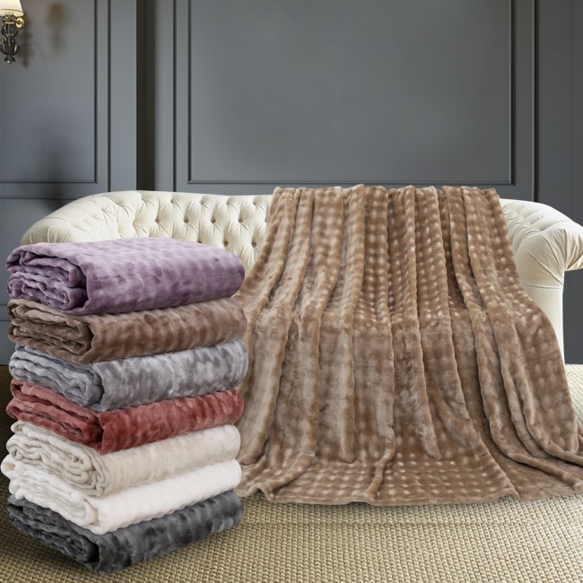 Плед Karven фланель 1,5 спальн. PL 011 SOLID BUBBLE v8/Coffee.