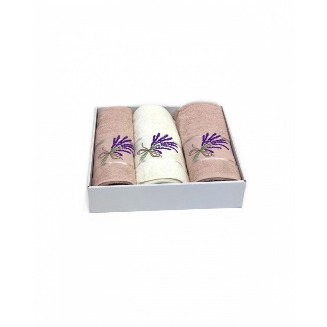 Набор полотенец Карвен "LAVANTA " махра 50*90(2)/70*140 HS 1607 v4 крем/сухая роза
