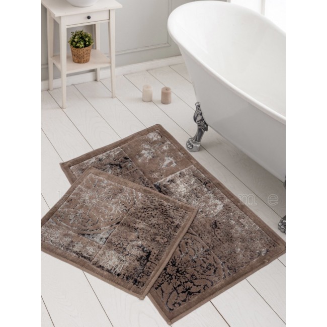 Набор ковриков для ванной Карвен NOSTALJI хлопок/вискоза 50*60-60*100 KV 429 eko hali rengi/т.бежевый Набор ковриков для ванной Карвен NOSTALJI хлопок/вискоза 50*60-60*100 KV 429 eko hali rengi/т.бежевый
