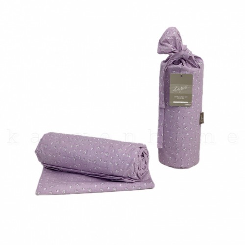 Простынь Sarev Bazaar "LEVA"на резинке+2 наволочки"FITTED CARSAF SETI" евро поплин 160*200+30см P 940 v6 lila/лиловый