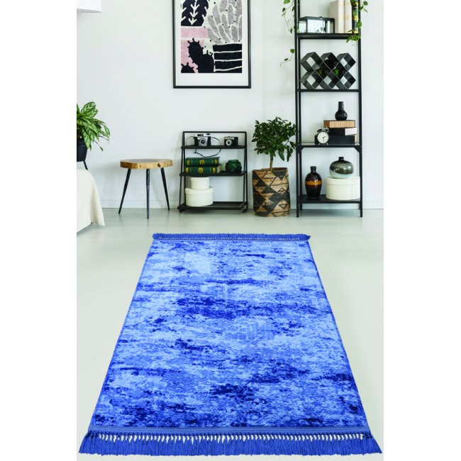 Ковер Карвен BUKET SACAKLI/софт жаккард с бахрамой 80*150 KV 026 indigo/индиго