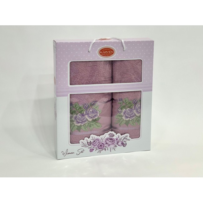 Набор полотенец Карвен "PANO" махра 50*90/70*140 HS 1662 v8 сухая роза