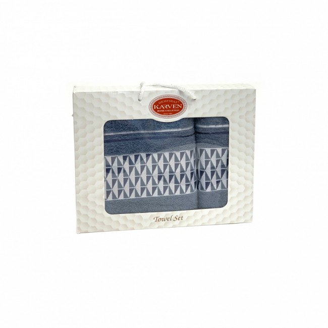 Набор полотенец Карвен "TILE" махра 50*90/70*140 HS 1646 v11 синий