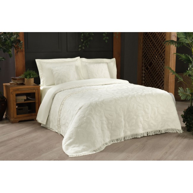 Комплект Sarev (плед +наволочка)1,5 спальн.хлопок 2 предмета Р 923 SHANTE (v1)ekru