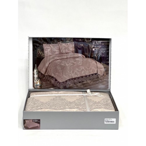 Покрывало "VENDY" евро 3 пр (260*260 / 60*80) Y 860 tas/бежевый (Акция)