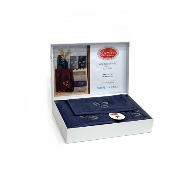 Набор полотенец Карвен " SIMLI" махра 50*90/70*140/30*50 HS 1680v5 lacievert/синий(акция)