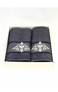 Набор полотенец Карвен "DAMAKS" махра 50*90/70*140 HS 1654 v15 антрацит