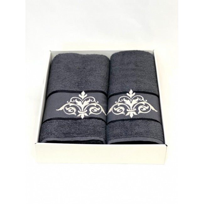 Набор полотенец Карвен "DAMAKS" махра 50*90/70*140 HS 1654 v15 антрацит