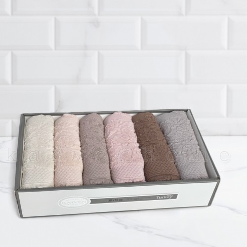 Полотенце кухонное Карвен "LILYUM" махра,penye с бахромой 30*50 6 шт.в коробке НМ 632