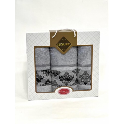 Набор полотенец Карвен "Y DAMASK" махра 50*90(2)/70*140 HS 1702 v7 св/серый