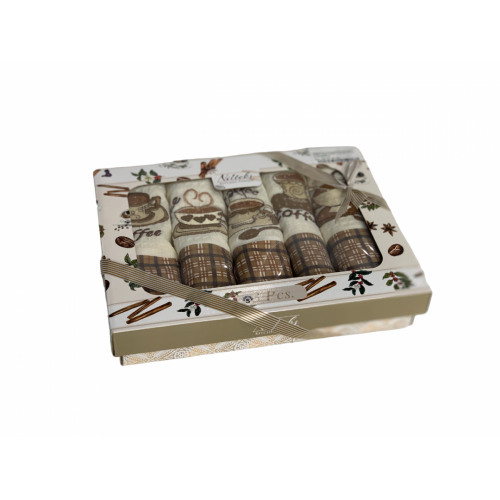 Набор полотенец кухонный NILTEKS "КОФЕ" вафля 40*60 5 шт.НМ 757 v6 крем/кофейный