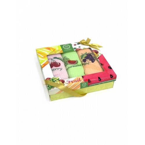 Набор полотенец кухонный NILTEKS "Фрукты" вафля 40*60-3 шт. НМ 577 V-3 салатовый