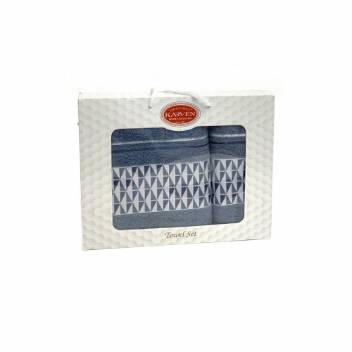 Набор полотенец Карвен "TILE" махра 50*90/70*140 HS 1646 v11 синий