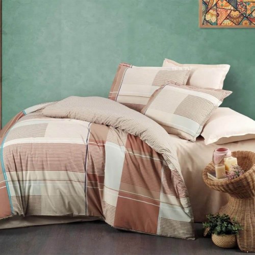 Постельное белье "Sarev Bazaar" ранфорс в пвх евро RANI v1 Taba (Акция)