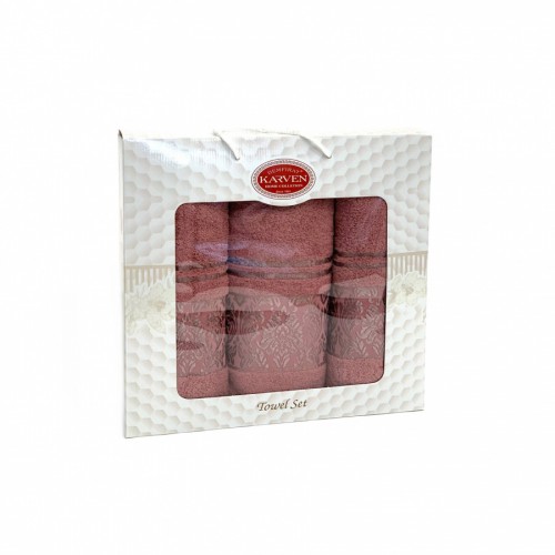 Набор полотенец Карвен "PINK DAMAKS" махра 50*90(2)/70*140 HS 1698 v6 сухая роза