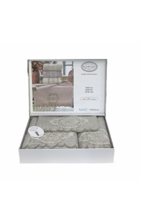 Набор полотенец Карвен "DAMASK"гипюр с кружевом,бамбук 30*50/50*90/70*140 HS1717 v1 bej/бежевый