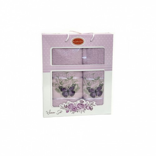 Набор полотенец Карвен "KELEBEK" махра 50*90/70*140 HS 1658 v9 сиреневый