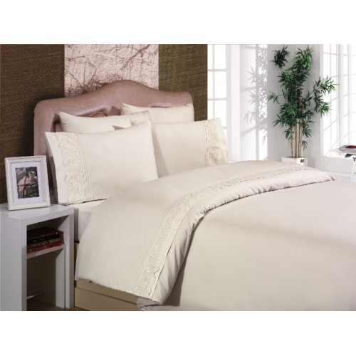 Постельное белье "VANESSA" сатин с франц.кружевом евро N292
