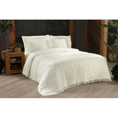 Комплект Sarev (плед +наволочка)1,5 спальн.хлопок 2 предмета Р 923 SHANTE (v1)ekru