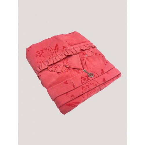 Халат Каrven женский с капюшоном на молнии бамбук 60%/хлопок40% B 1107 (7015) коралловый L/XL (Акция)