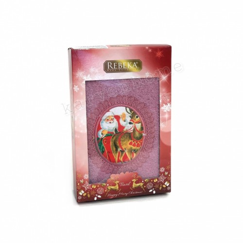 Полотенце Rebeka" Новый год" махра 50*90 1шт HS 1710 v3 pudra/пудровый (Акция)