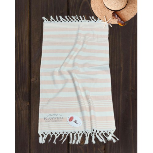Полотенце Карвен 50*100 1шт.с бахрамой пештемаль махра Н 3275 v1 пудра
