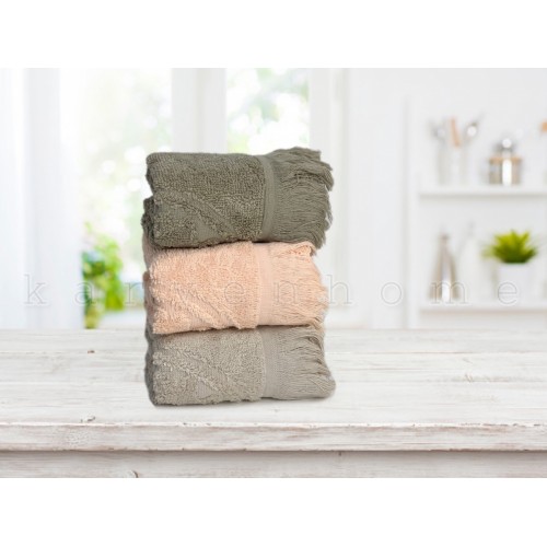 Полотенце кухонное Карвен "HITIT"махра,penye с бахромой 30*50 3 шт.в коробке НМ 725 v-2