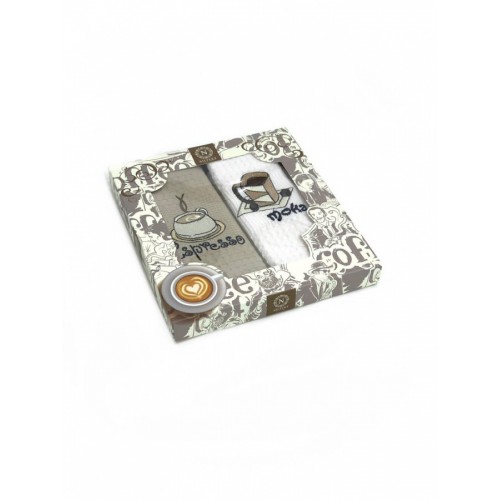 Набор полотенец кухонный "Эспрессо" вафля 40*60-2шт. НМ515-V4 беж/белый