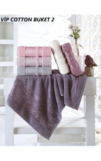 Полотенце Карвен Vip Cotton "BUKET" 70*140 6шт.махра H 3283