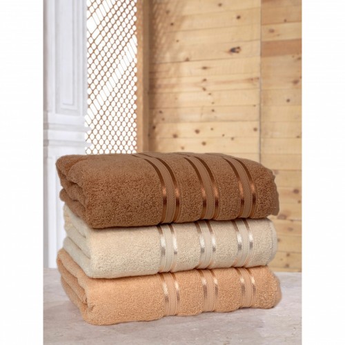 Набор полотенец Карвен Micro Deluх 50*90 3шт. махра HS 1010 v1 acik somon/orang/koyu turuncu