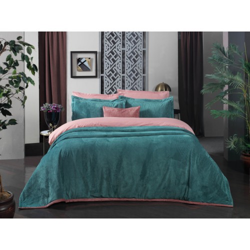 Комплект SAREV (покрывало +1 нав.+подушка) 1,5 сп. 3 пр .DOLCE VITA V3/Petrol Rengi (Акция)