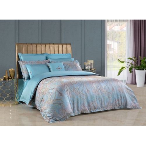 Постельное белье "Sarev"сатин евро ELITE GROUP N171 ATHENA v1 mavi/голубой