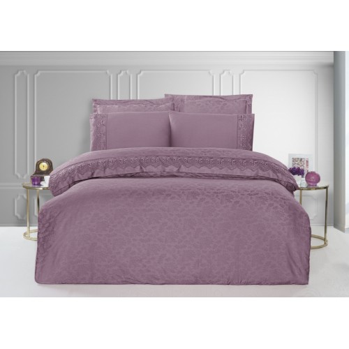 Постельное белье KARVEN (жаккард/сатин с кружевами) евро N166-J2-V7 (Акция)