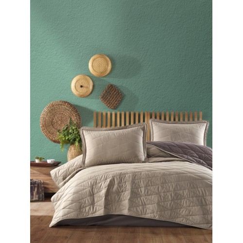 Комплект KARVEN (покрывало с наволочкой) ранфорс 1.5сп 2 пр. (180*240 / 50*70) LORNA v1 Beige (Акция)