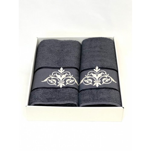Набор полотенец Карвен "DAMAKS" махра 50*90/70*140 HS 1654 v15 антрацит