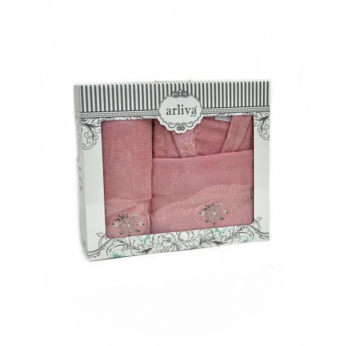 Халат Arliva с полотенцами 50*85/70*135 бамбук женский В 1084 V-6 сух.роза