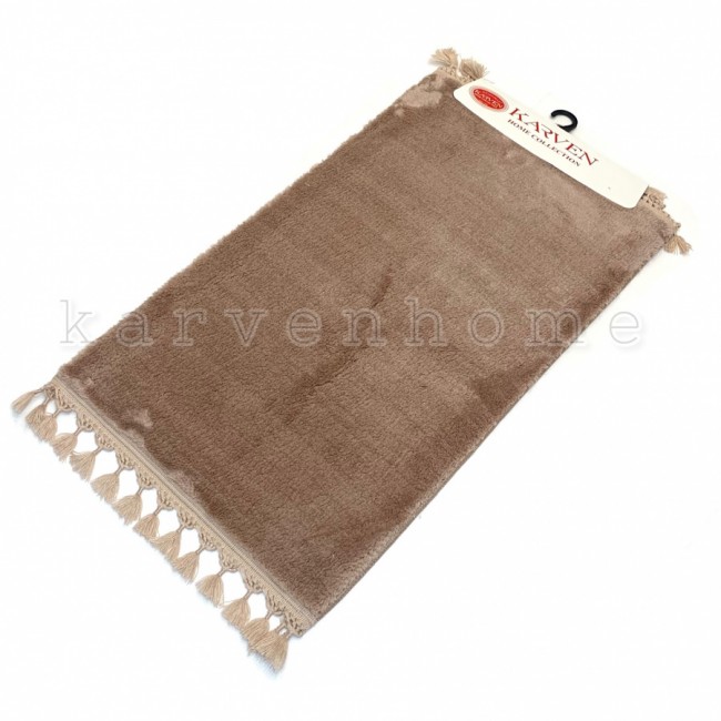 Набор ковриков для ванной Карвен POST DOKUMA SACAKLI/мех с бахрамой KV 414 kahve/коричневый