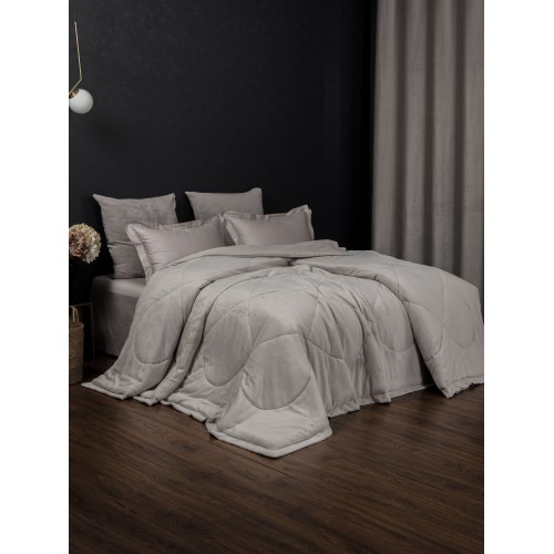 Комплект с одеялом Lindor Fluffy (серый беж) Egyptian Cotton комплект Семейный KAZANOV.A