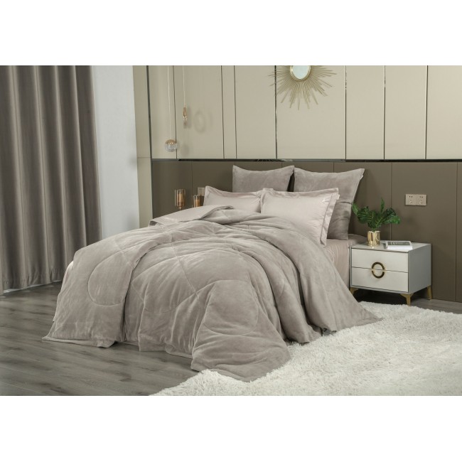 Комплект с одеялом Lindor Fluffy (серый беж) Egyptian Cotton KAZANOV.A. Семейный