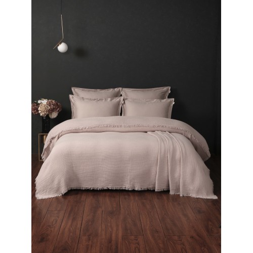 Stonewash Muslin (латте) комплект с покрывалом Семейный KAZANOV.A.