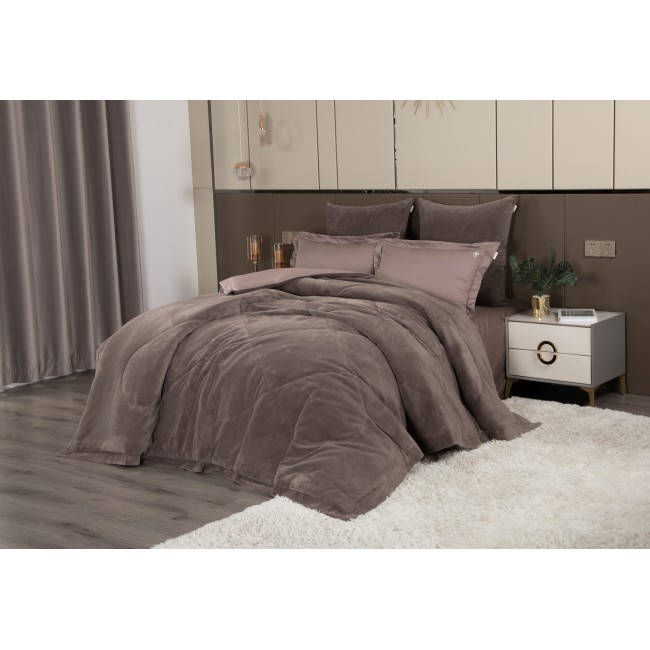 Комплект с одеялом Lindor Fluffy (капучино трюфель) Egyptian Cotton KAZANOV.A. Евро