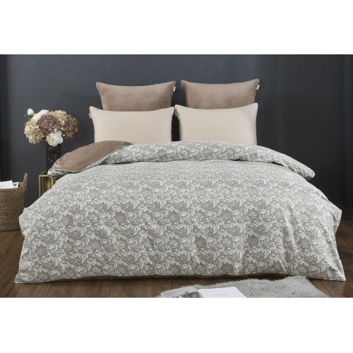 Комплект постельного белья Остин (бежевый платина) Евро KAZANOV.A