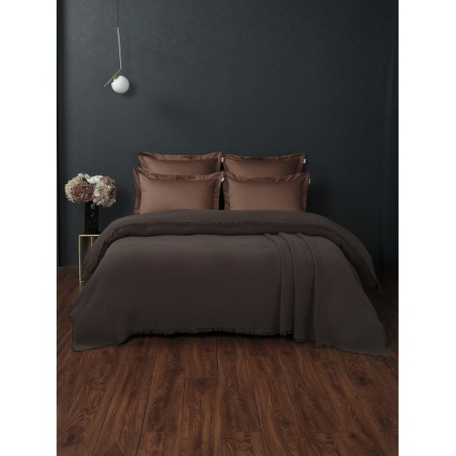 Stonewash Muslin (брауни охра) комплект с покрывалом Евро KAZANOV.A.